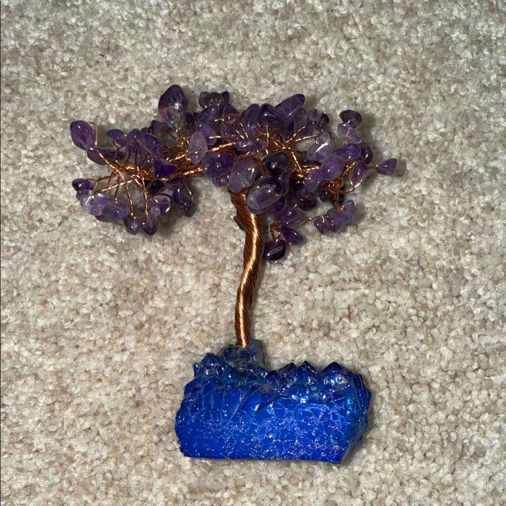 Amethyst and Titanium Aura Quartz Copper Tree